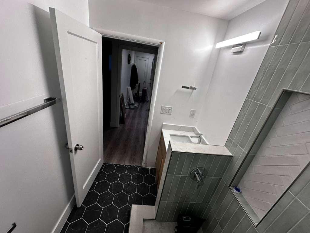 Modern bathroom after a completed renovation